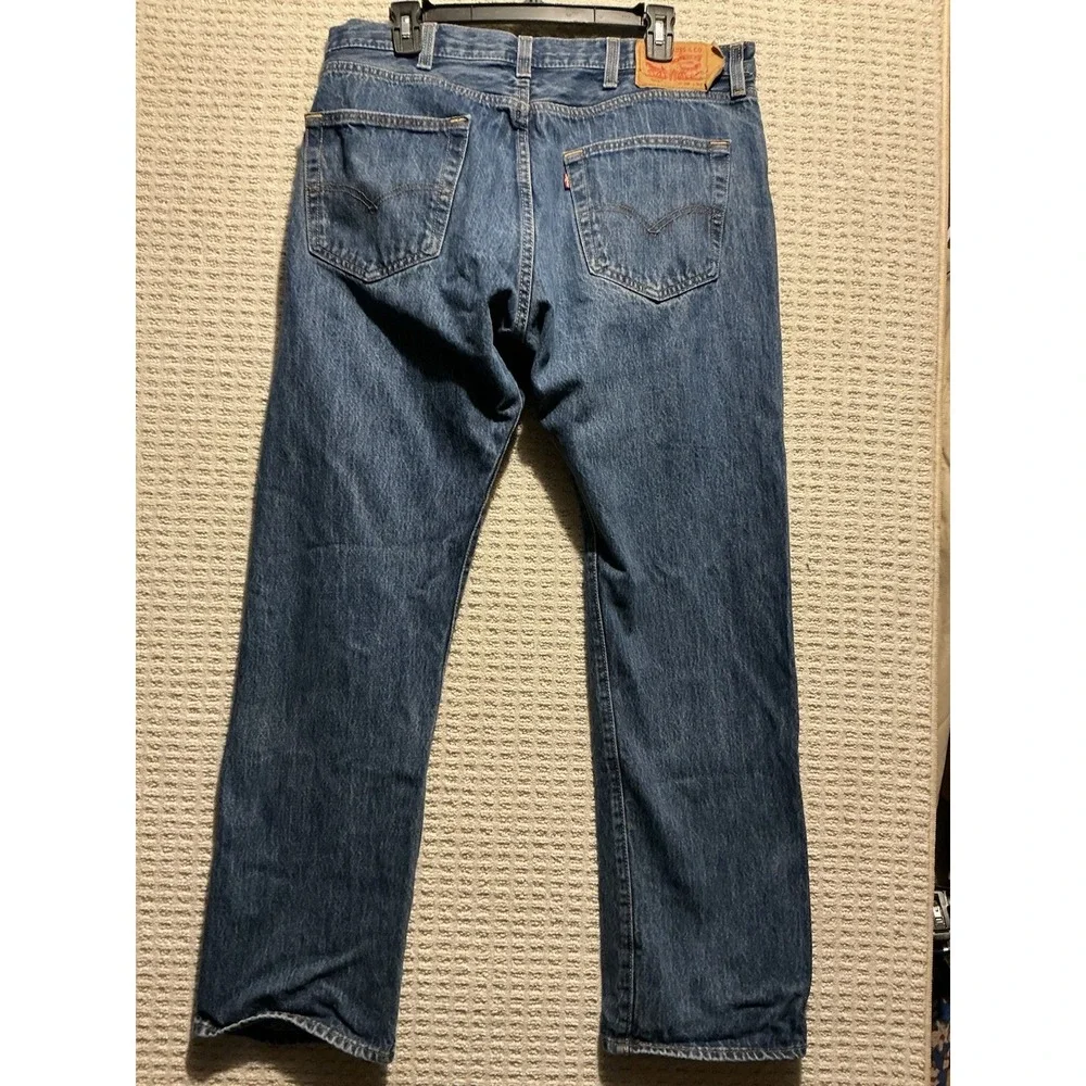 Levi's 501 Jeans Mens 38x32 Dark Wash Blue Straight Leg Button Fly